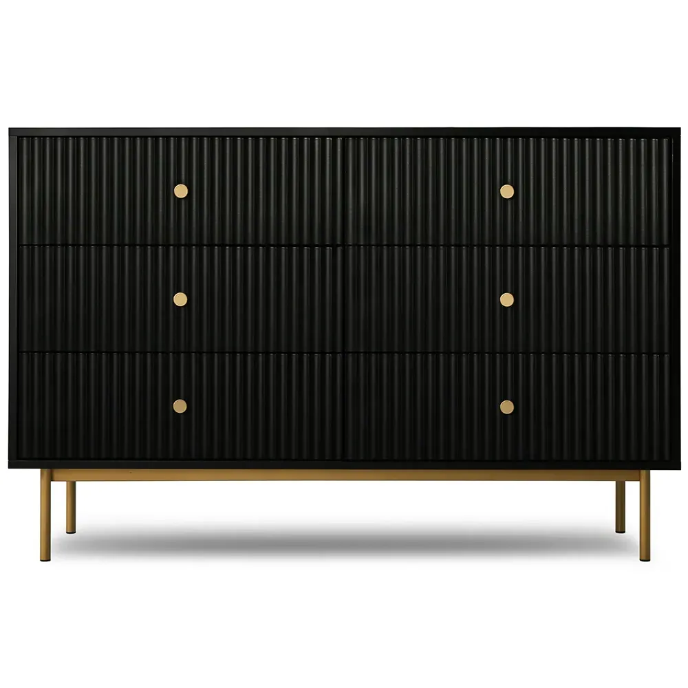 Devon 6 Drawer Chest of Drawers - Black