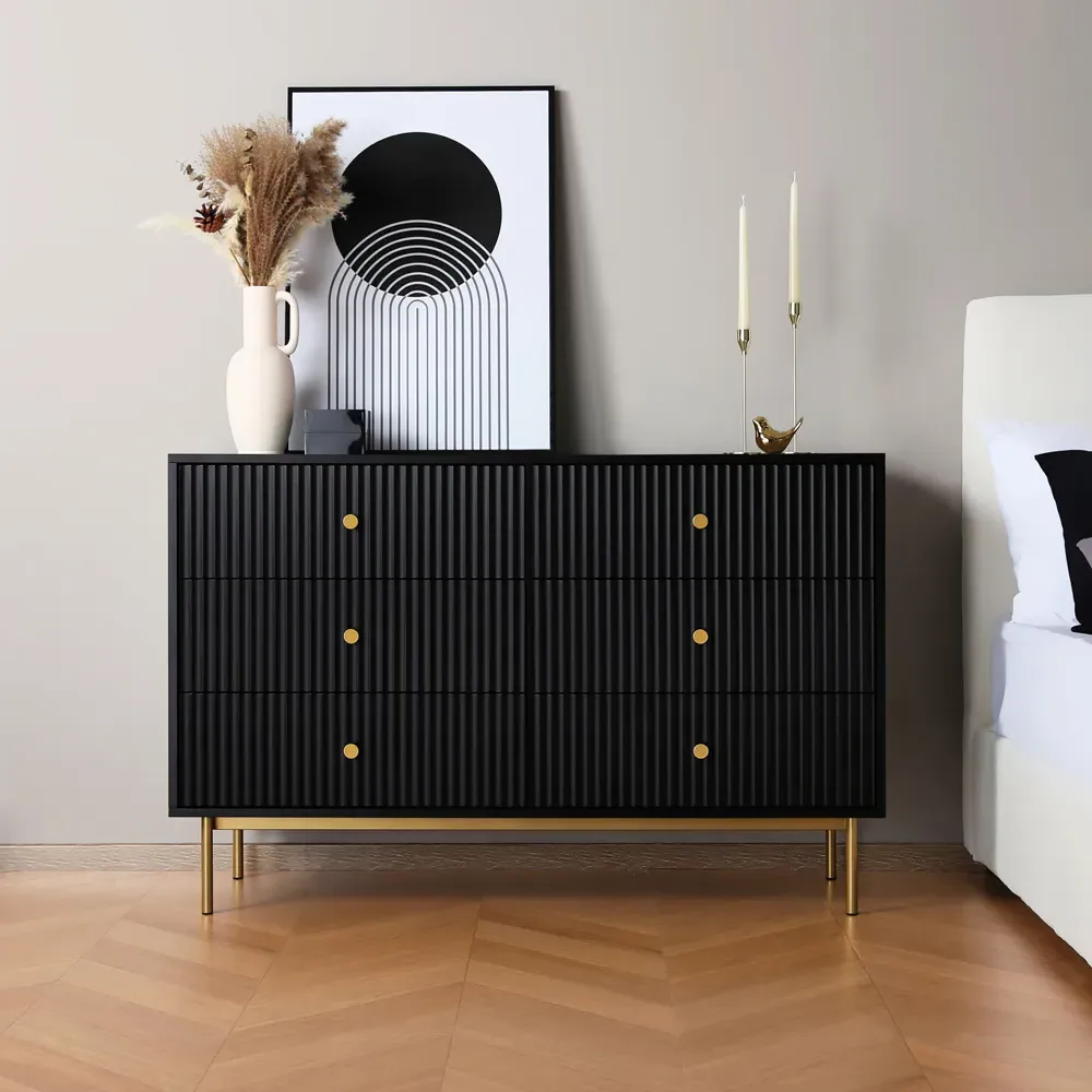 Devon 6 Drawer Chest of Drawers - Black