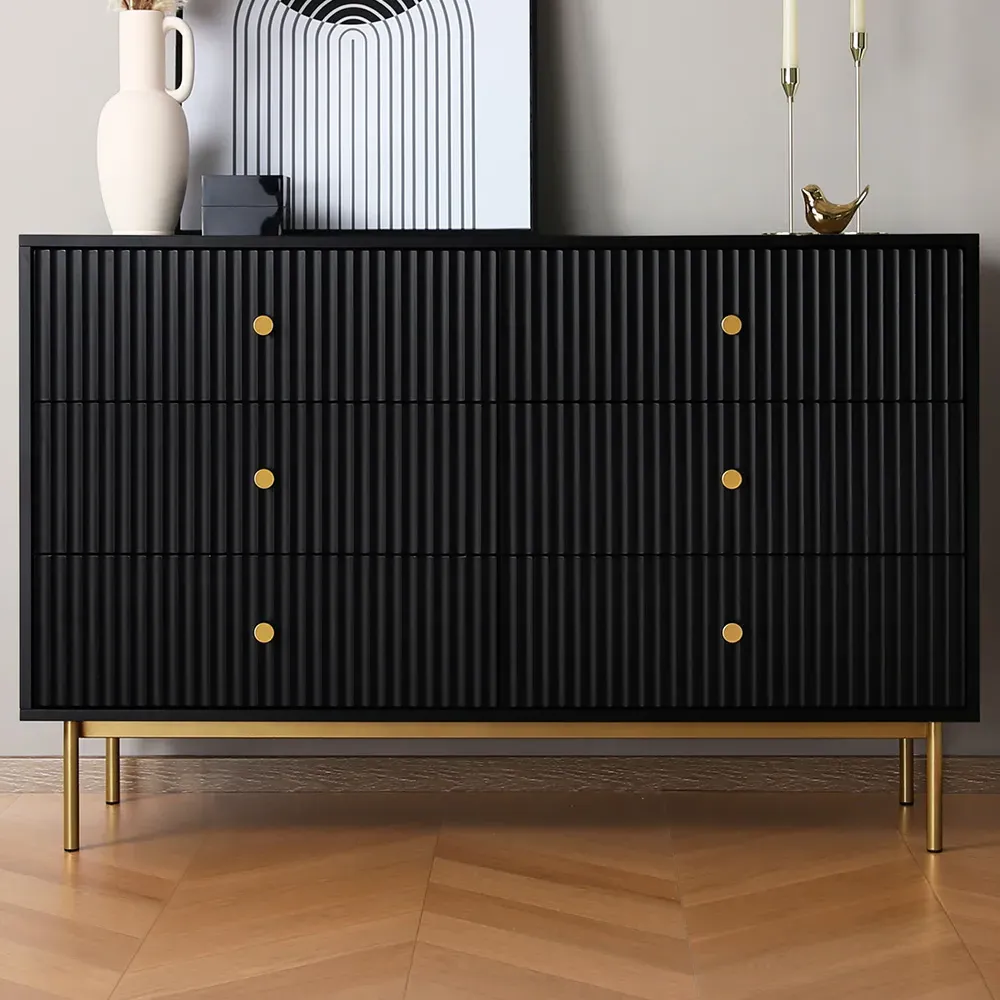 Devon 6 Drawer Chest of Drawers - Black image