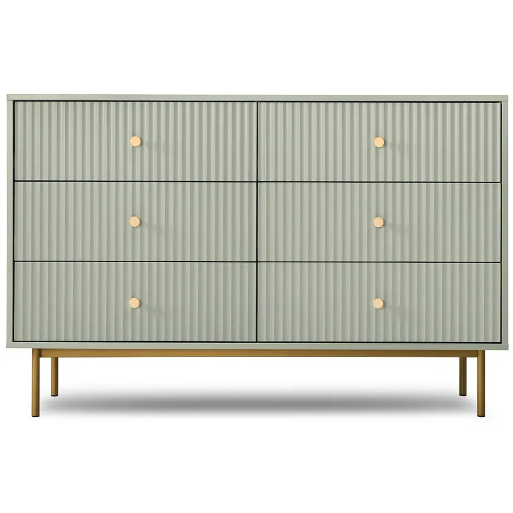 Devon 6 Drawer Chest of Drawers - Green