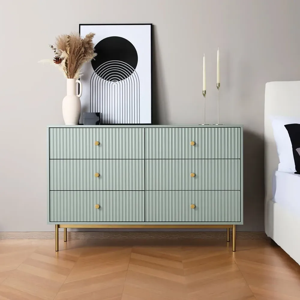Devon 6 Drawer Chest of Drawers - Green