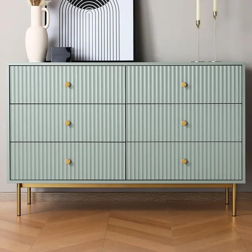 Devon 6 Drawer Chest of Drawers - Green