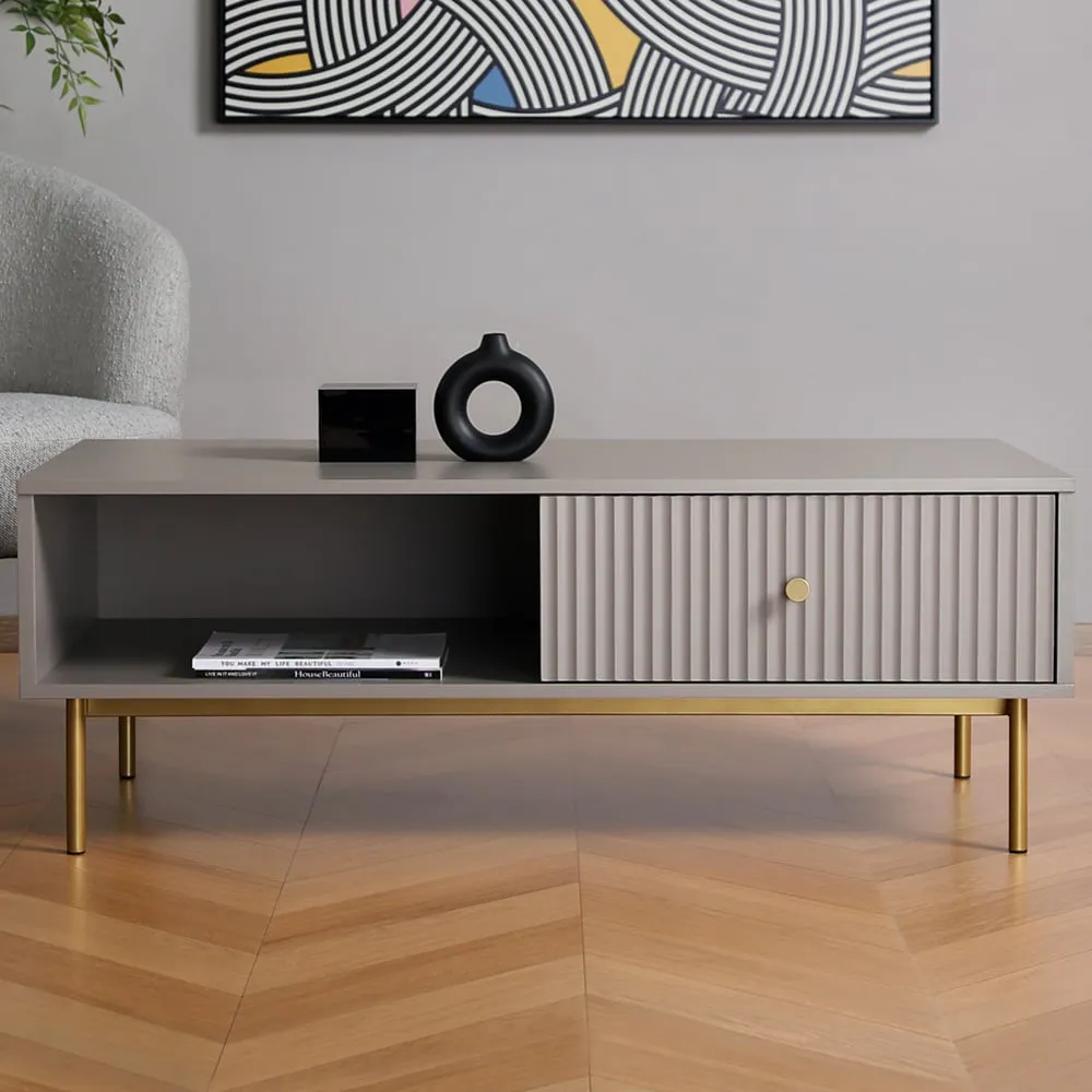 Devon Coffee Table with Drawer - Grey