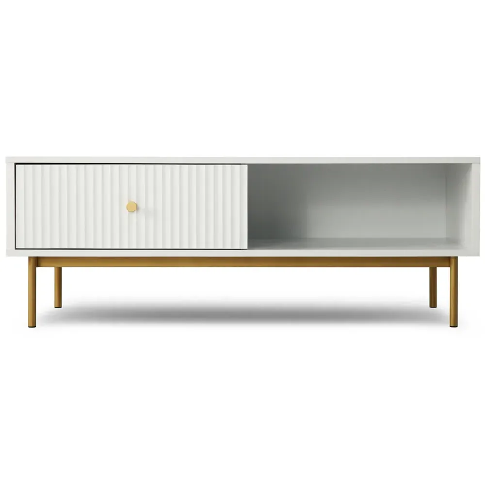 Devon Coffee Table with Drawer - White