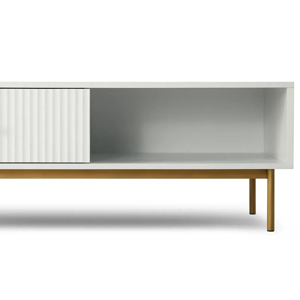 Devon Coffee Table with Drawer - White