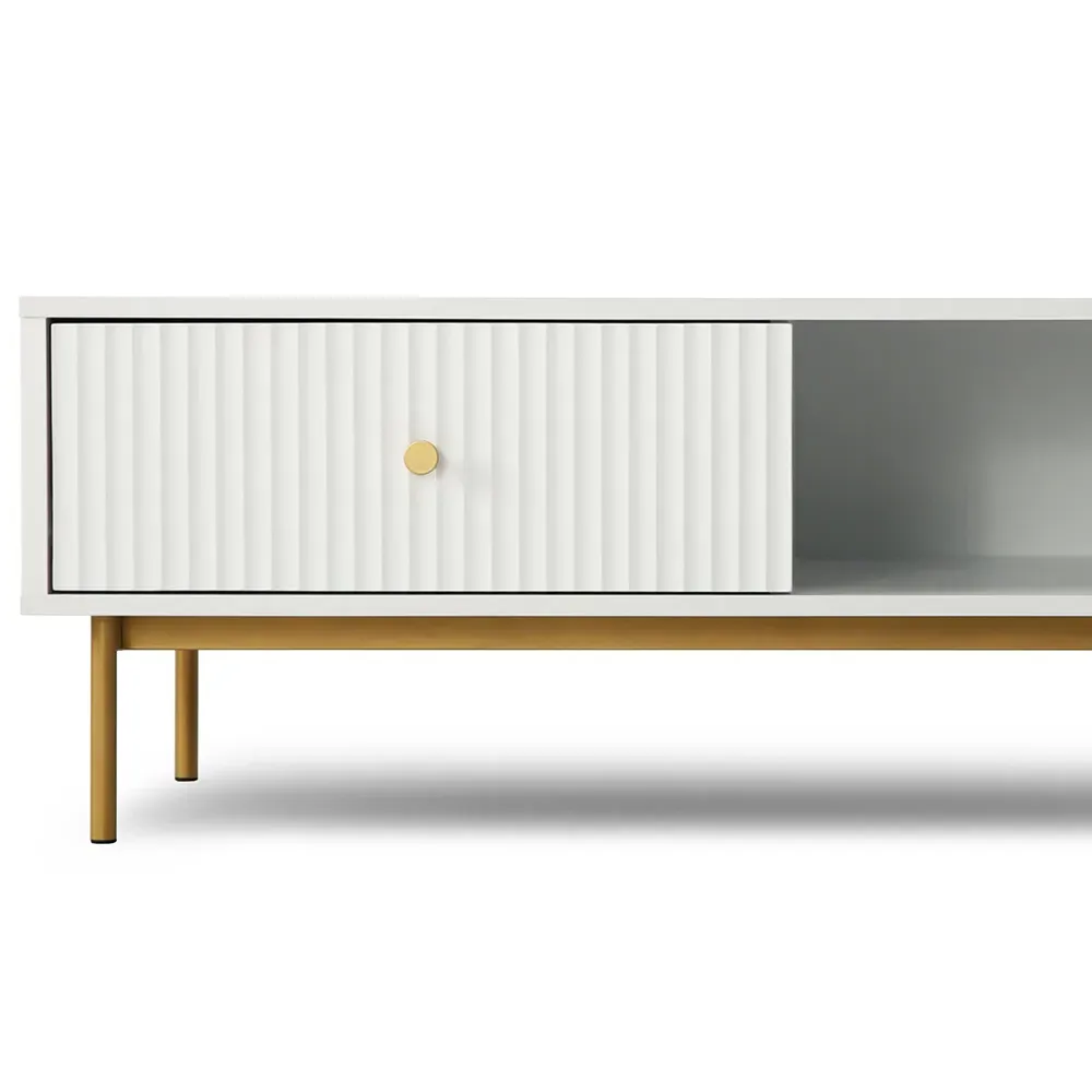 Devon Coffee Table with Drawer - White