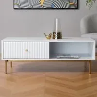 Devon Coffee Table with Drawer - White