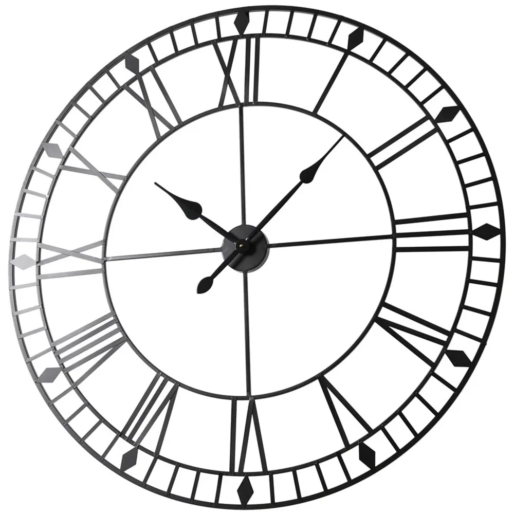 EOS 100cm Skeleton Wall Clock with Roman Numerals - Black, Metal