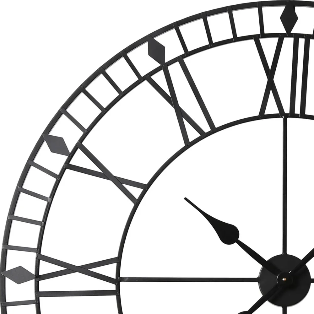 EOS 100cm Skeleton Wall Clock with Roman Numerals - Black, Metal