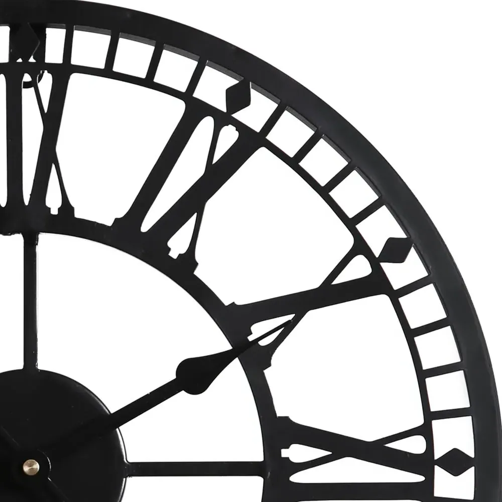 EOS 40cm Skeleton Wall Clock with Roman Numerals - Black, Metal