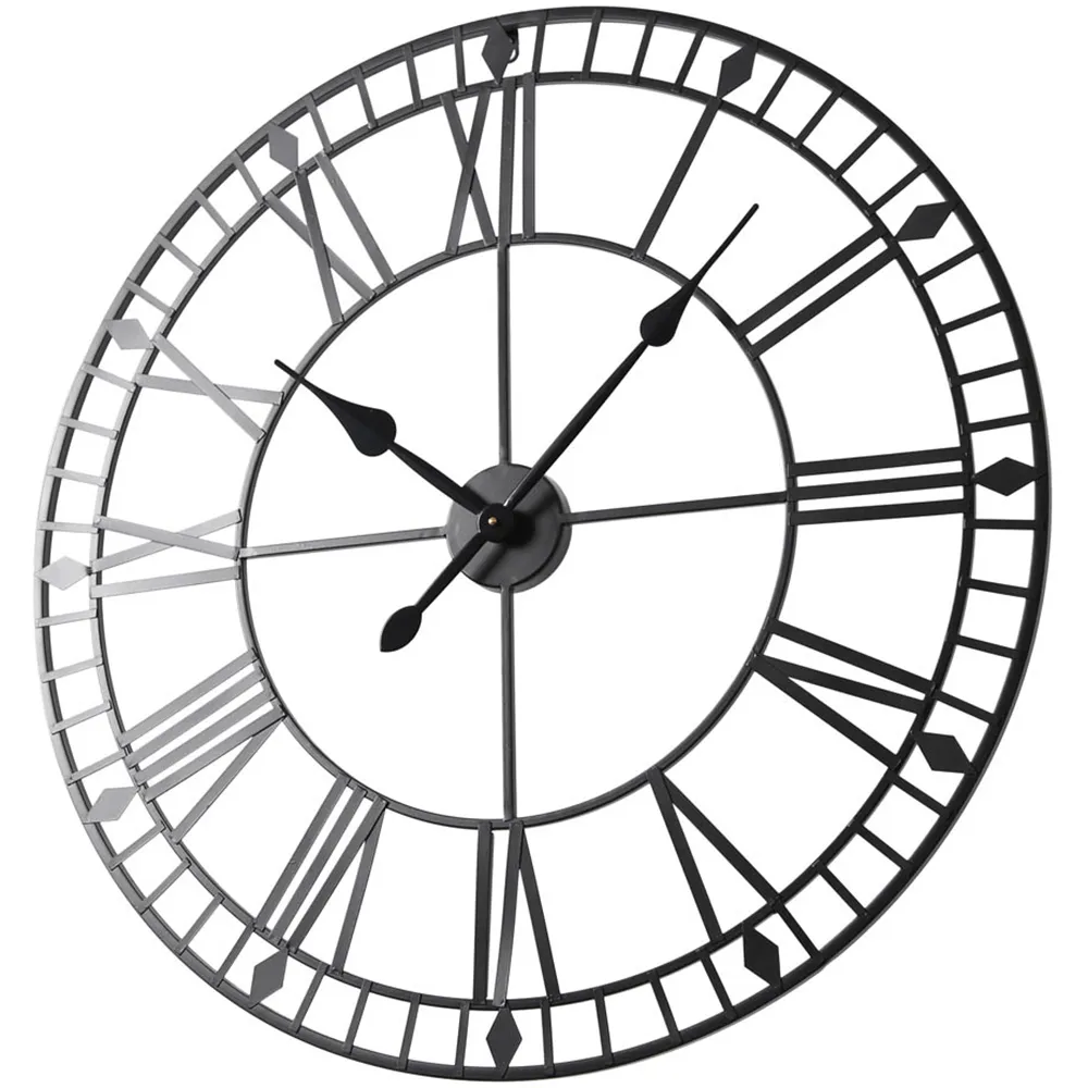 EOS 80cm Skeleton Wall Clock with Roman Numerals - Black, Metal