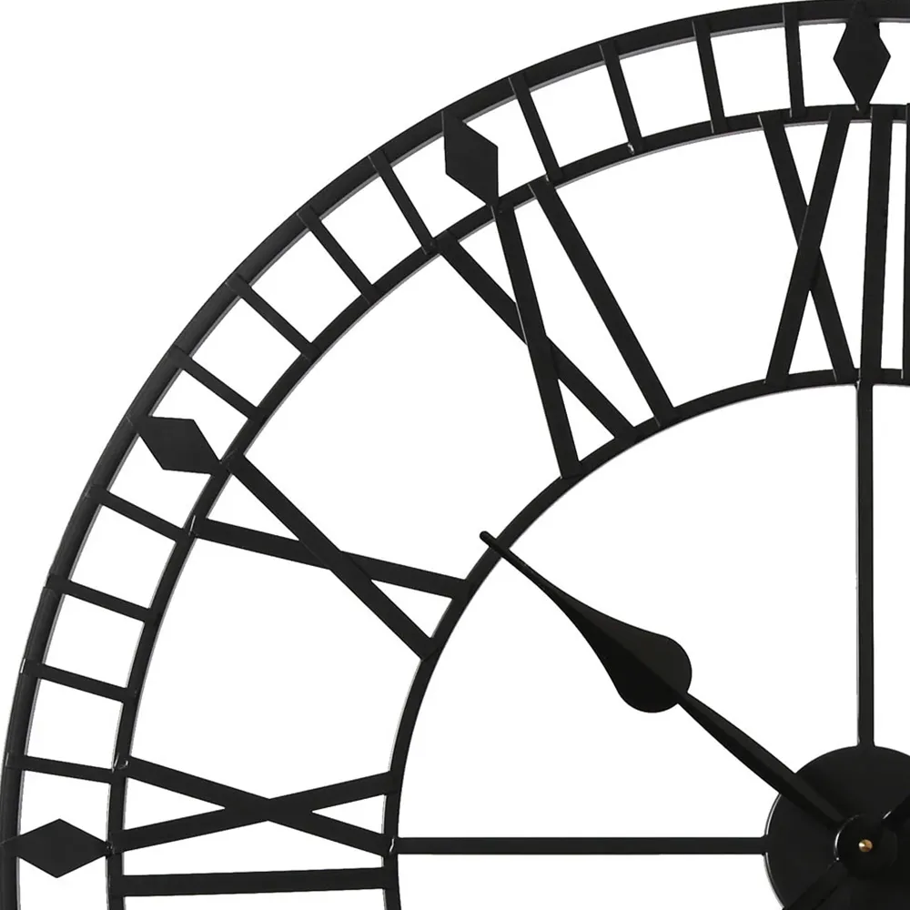 EOS 80cm Skeleton Wall Clock with Roman Numerals - Black, Metal