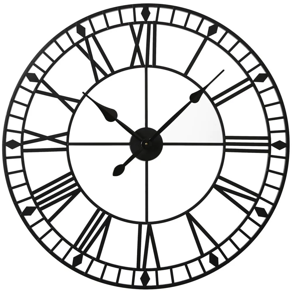 EOS 80cm Skeleton Wall Clock with Roman Numerals - Black, Metal