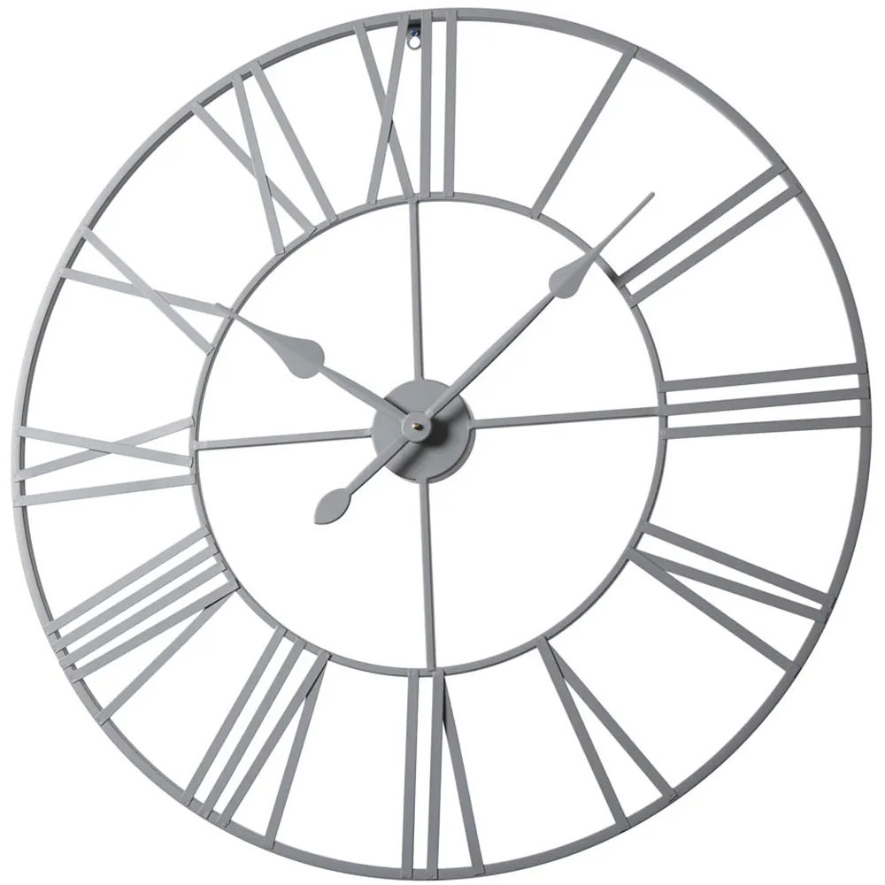 EOS Large Skeleton Wall Clock with Roman Numerals - Grey, Metal