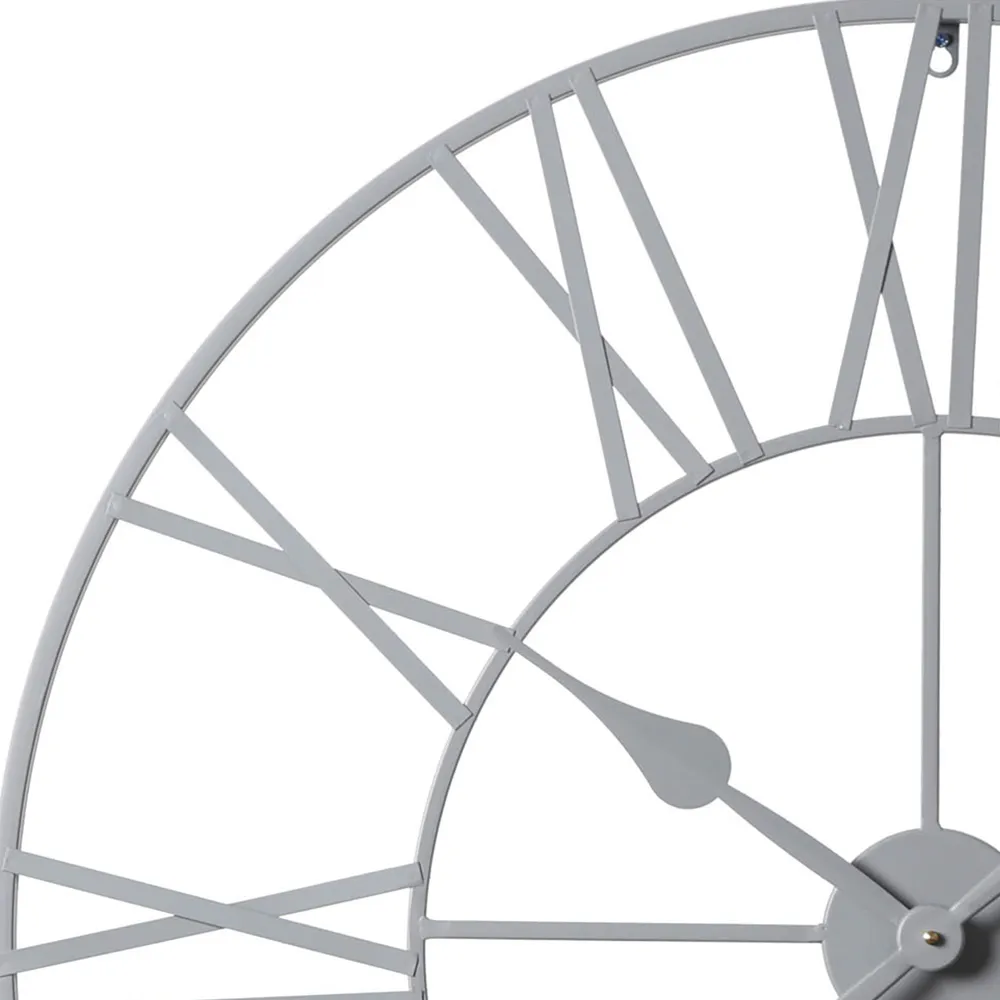 EOS Large Skeleton Wall Clock with Roman Numerals - Grey, Metal