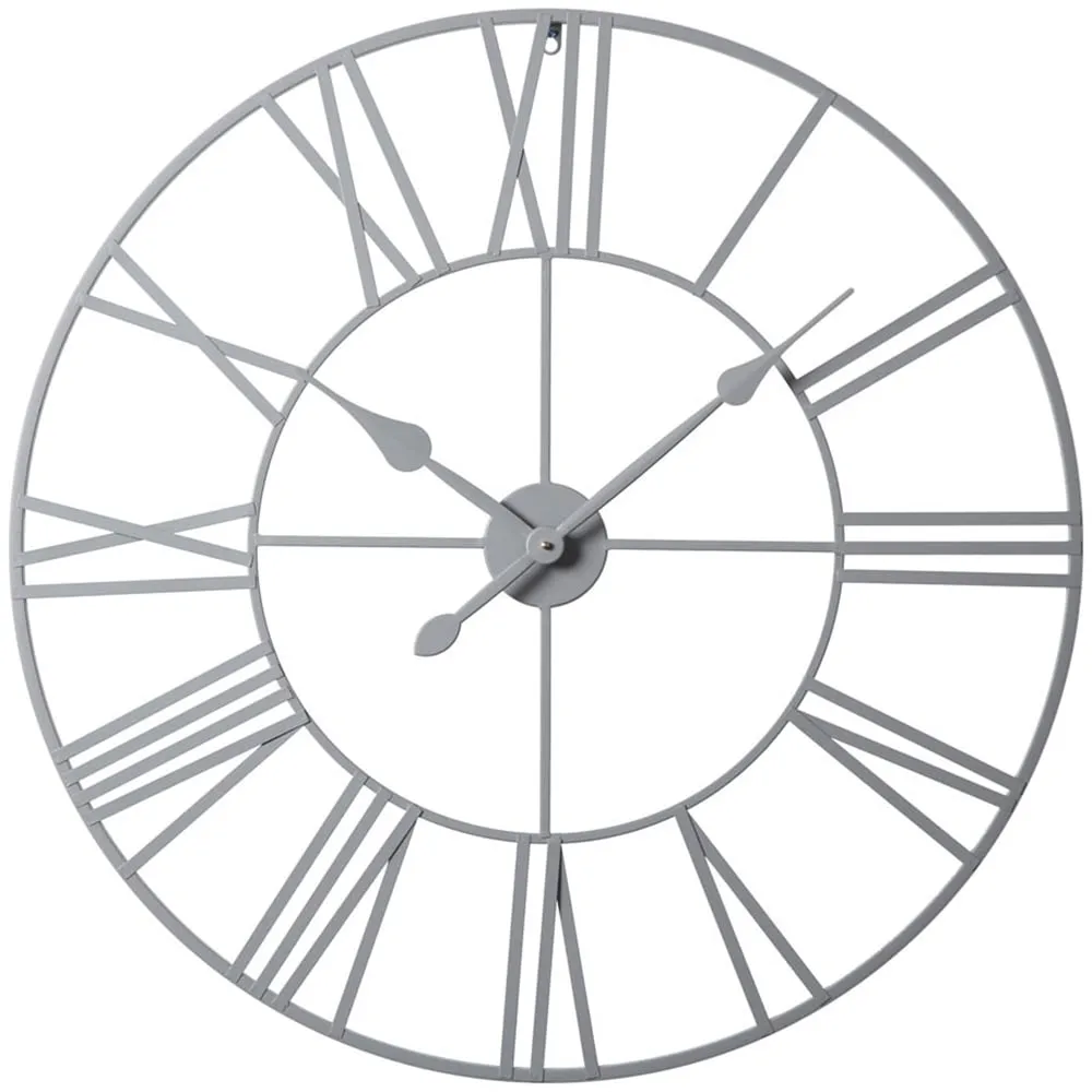 EOS Large Skeleton Wall Clock with Roman Numerals - Grey, Metal