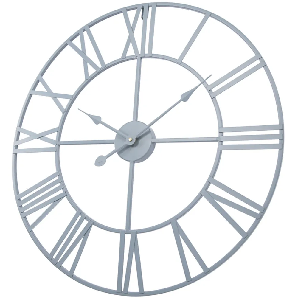 EOS Medium Skeleton Wall Clock with Roman Numerals - Grey, Metal