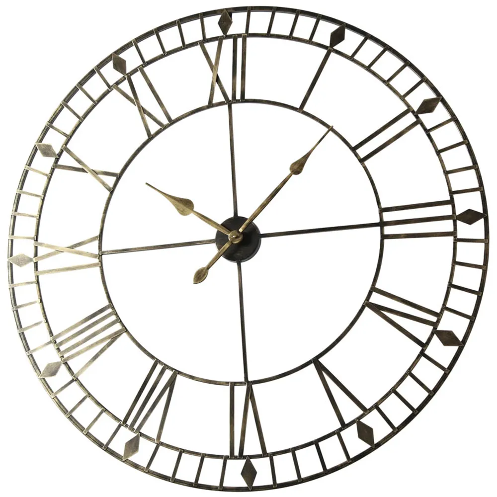 EOS Skeleton Wall Clock with Roman Numerals - Black Gold