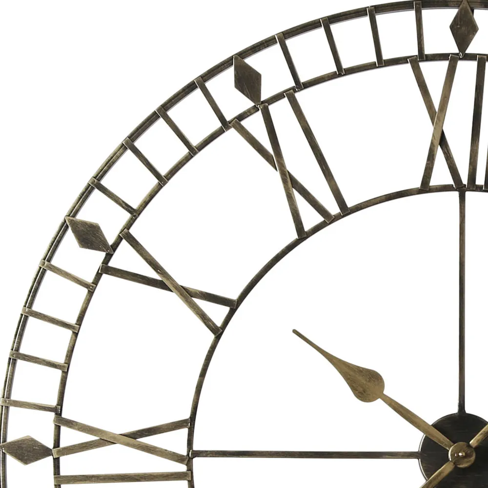 EOS Skeleton Wall Clock with Roman Numerals - Black Gold