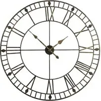 EOS Skeleton Wall Clock with Roman Numerals - Black Gold
