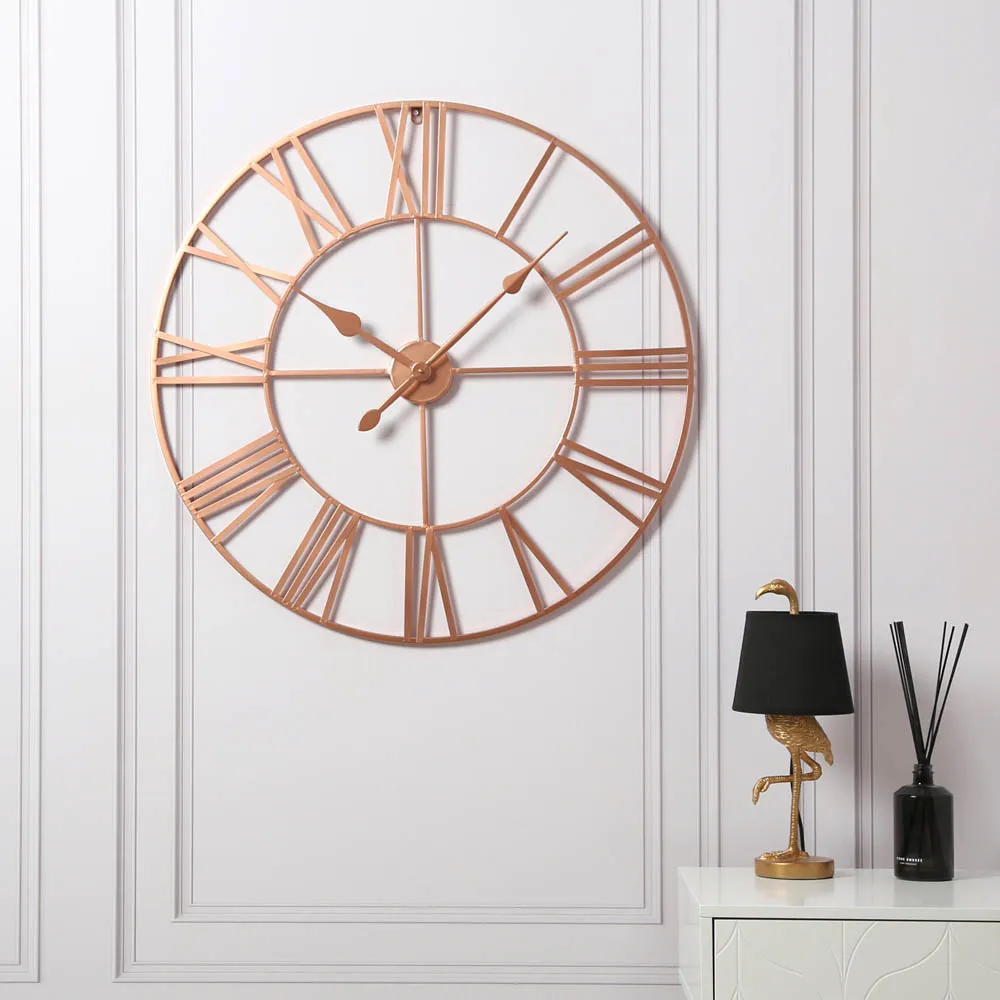 EOS Skeleton Wall Clock with Roman Numerals - Copper