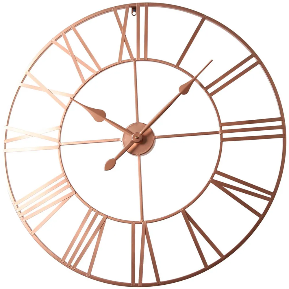 EOS Skeleton Wall Clock with Roman Numerals - Copper
