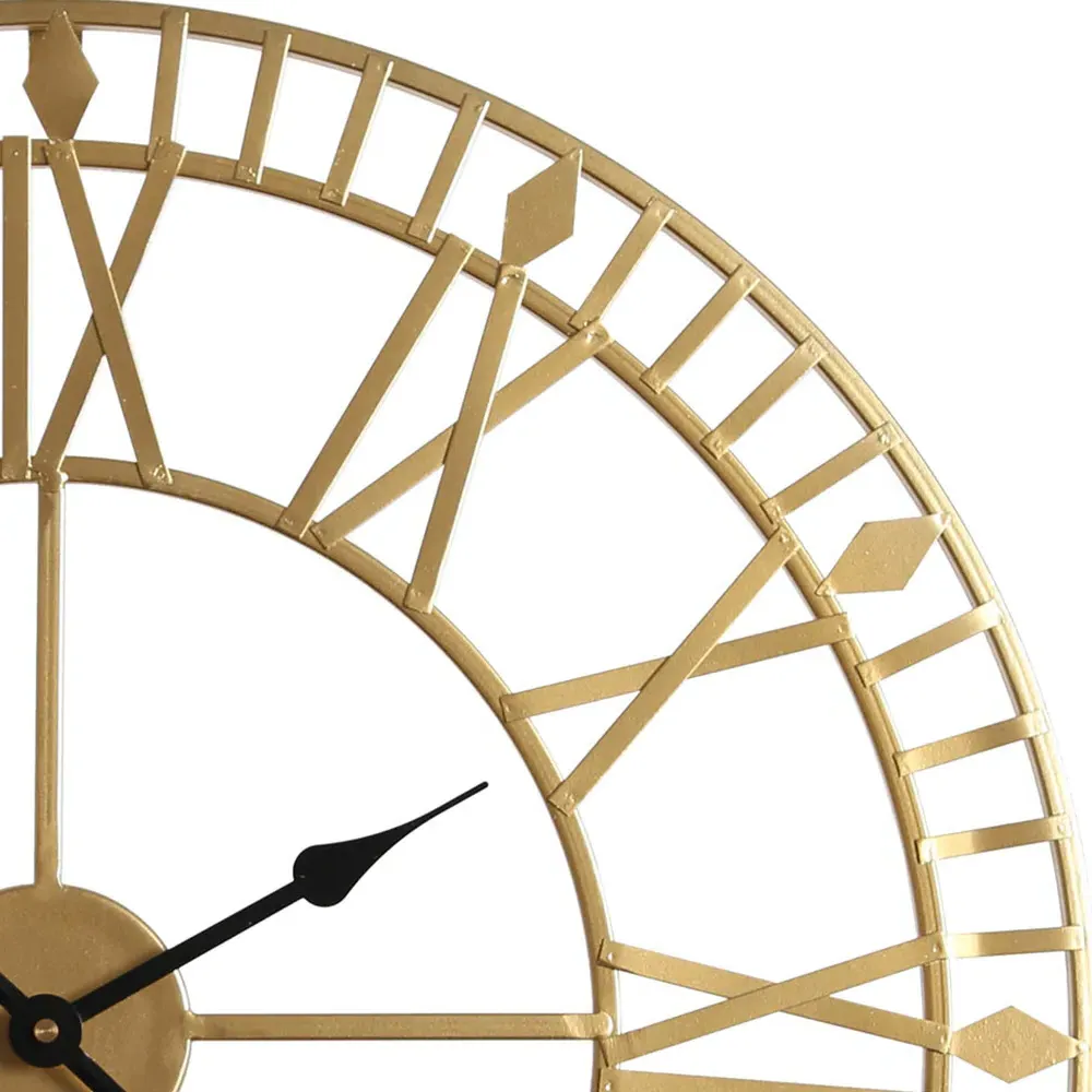 EOS Skeleton Wall Clock with Roman Numerals - Gold