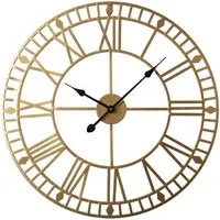 EOS Skeleton Wall Clock with Roman Numerals - Gold