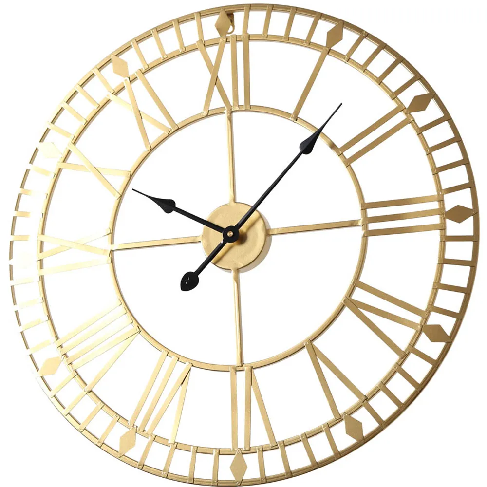 EOS Skeleton Wall Clock with Roman Numerals - Gold