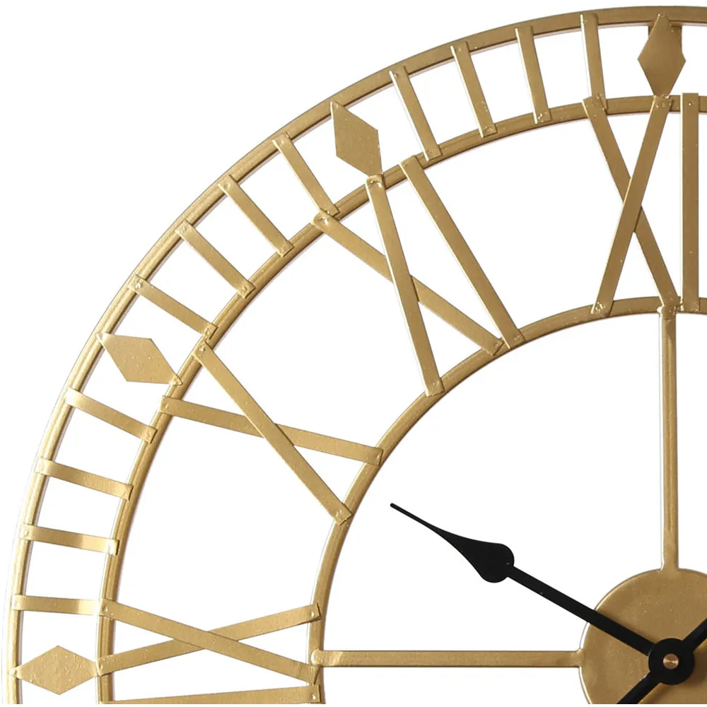 EOS Skeleton Wall Clock with Roman Numerals - Gold