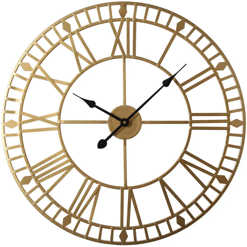EOS Skeleton Wall Clock with Roman Numerals - Gold