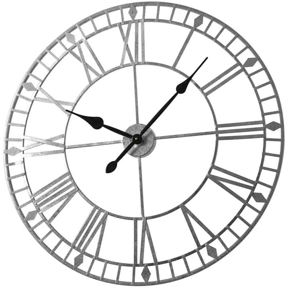 EOS Skeleton Wall Clock with Roman Numerals - Silver