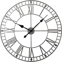 EOS Skeleton Wall Clock with Roman Numerals - Silver