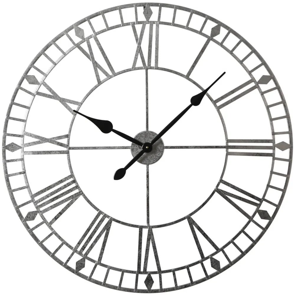 EOS Skeleton Wall Clock with Roman Numerals - Silver