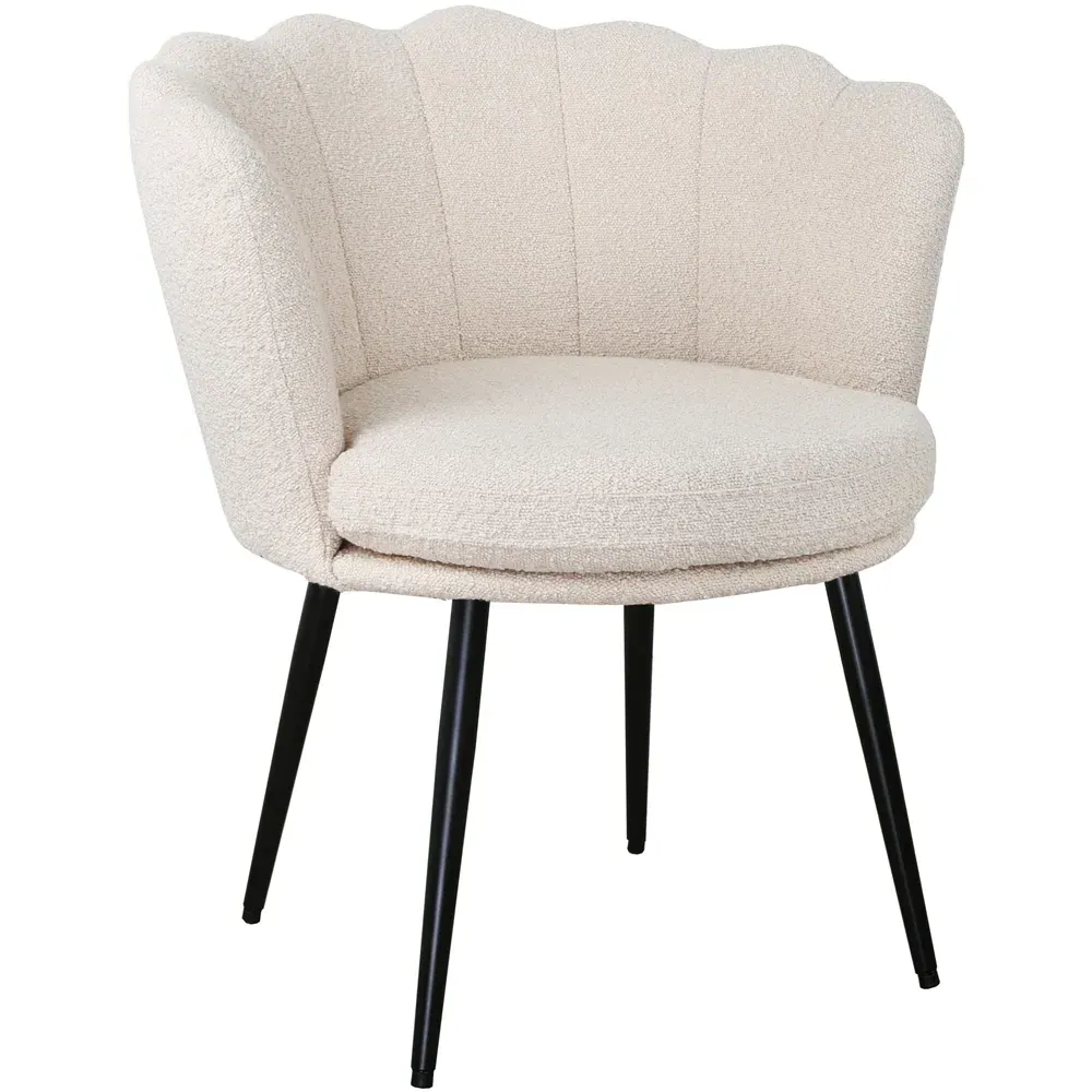 Flora Accent Chair with Black Legs - Cream, Boucle