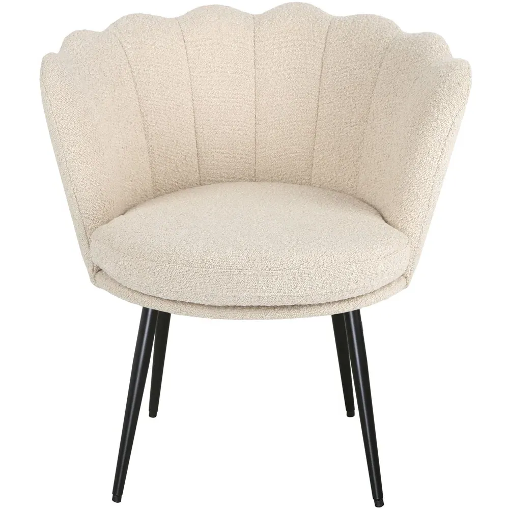 Flora Accent Chair with Black Legs - Cream, Boucle