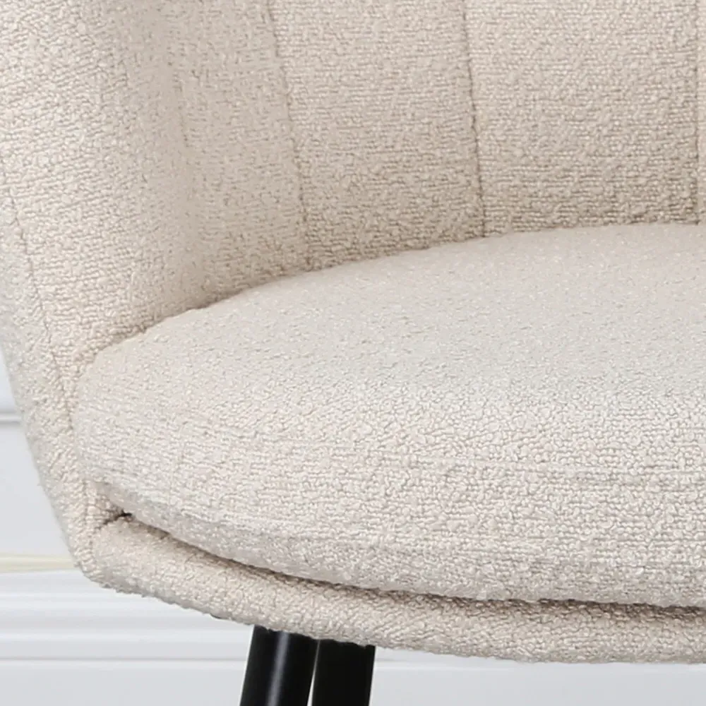 Flora Accent Chair with Black Legs - Cream, Boucle