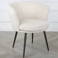Flora Accent Chair with Black Legs - Cream, Boucle