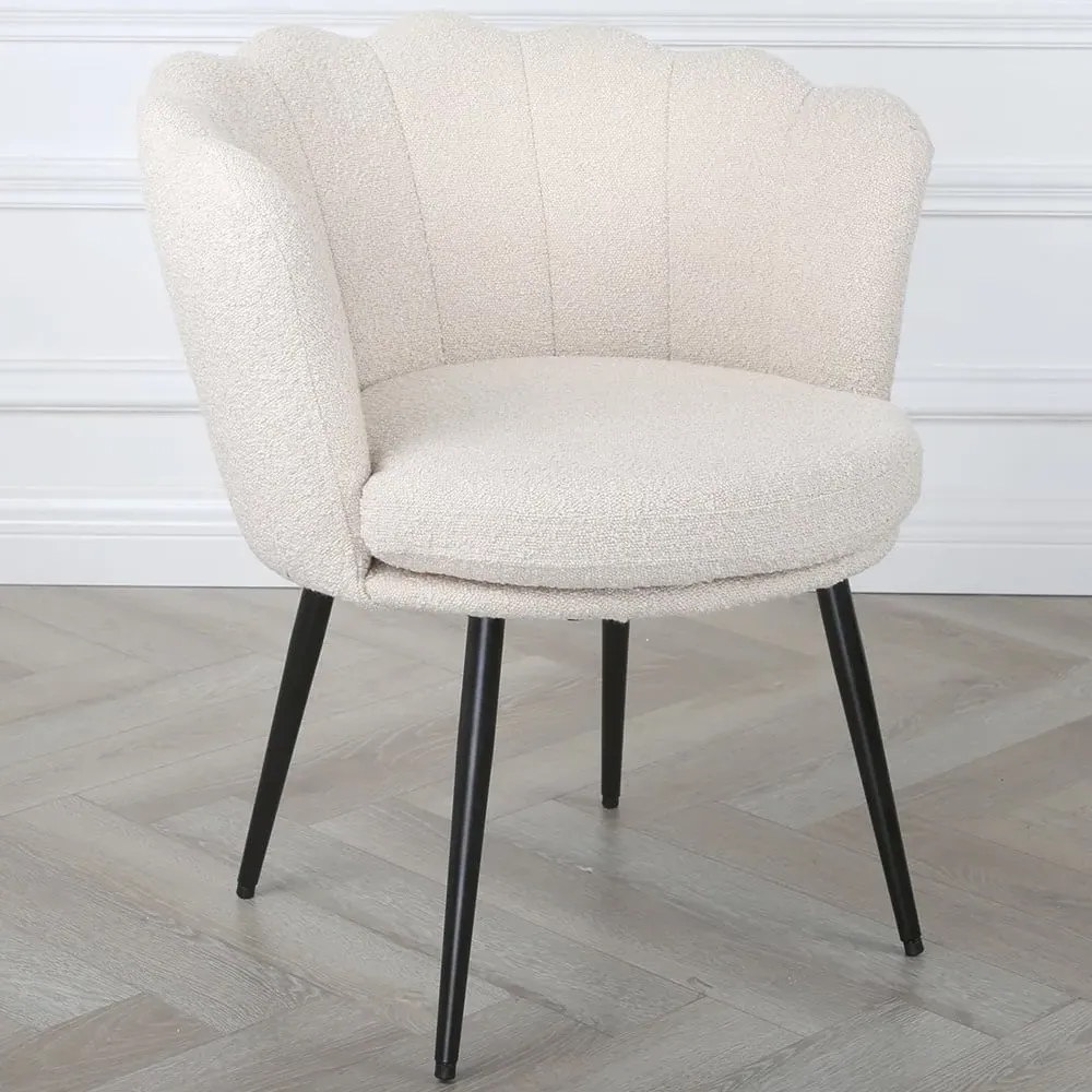 Flora Accent Chair with Black Legs - Cream, Boucle image