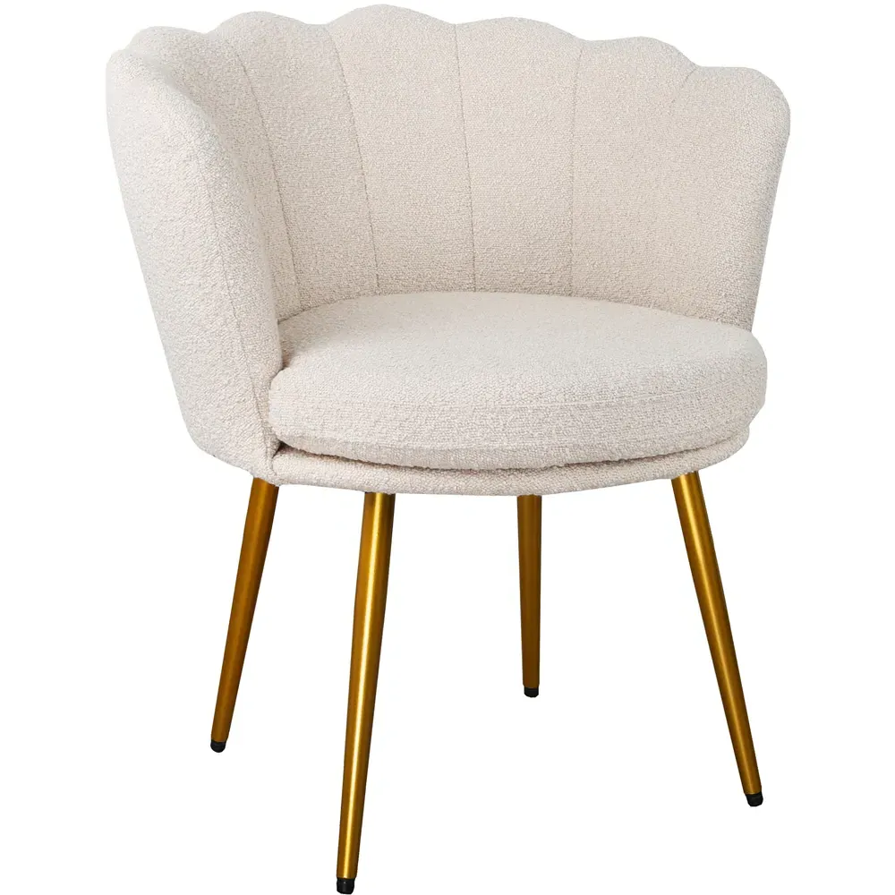 Flora Accent Chair with Golden Legs - Cream, Boucle