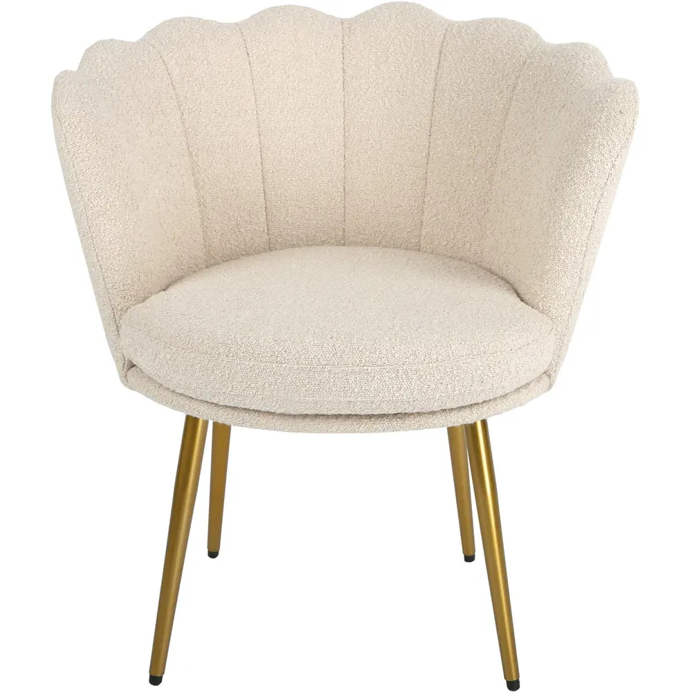 Flora Accent Chair with Golden Legs - Cream, Boucle