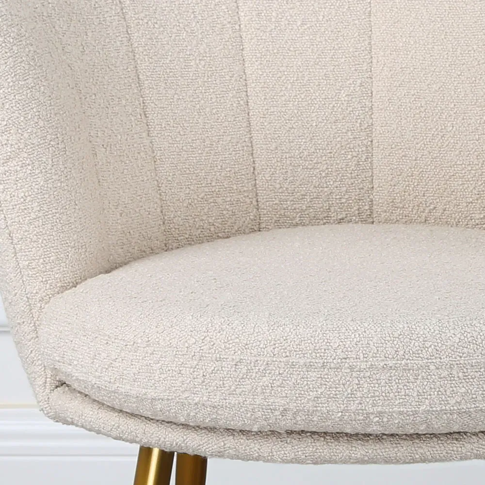 Flora Accent Chair with Golden Legs - Cream, Boucle
