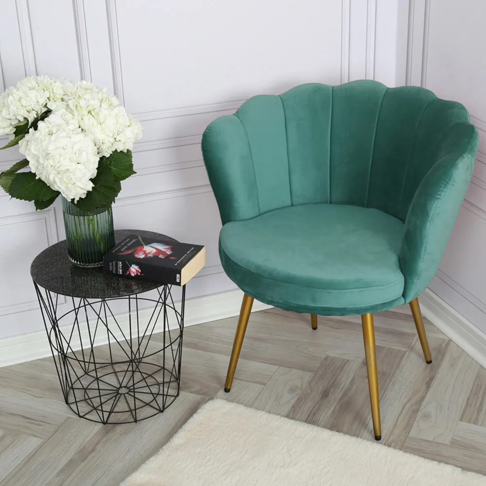 Flora Petal Back Armchair - Green, Velvet