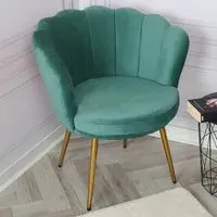 Flora Petal Back Armchair - Green, Velvet