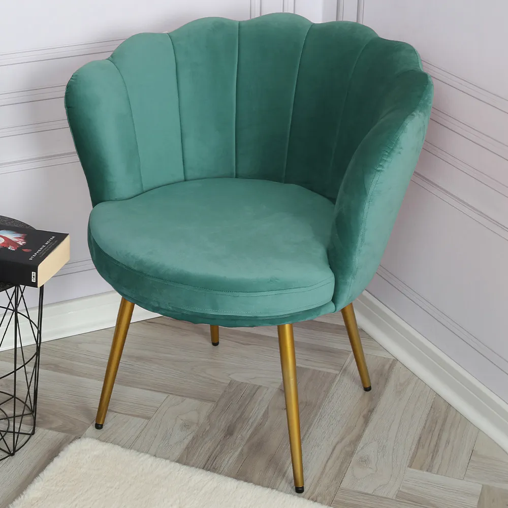 Flora Petal Back Armchair - Green, Velvet image