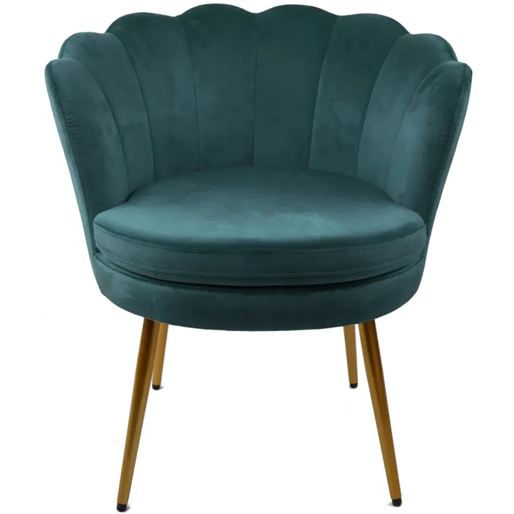 Flora Petal Back Armchair - Teal, Velvet