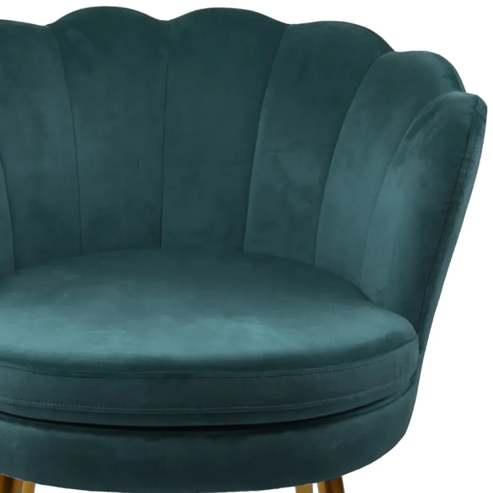 Flora Petal Back Armchair - Teal, Velvet