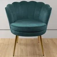 Flora Petal Back Armchair - Teal, Velvet