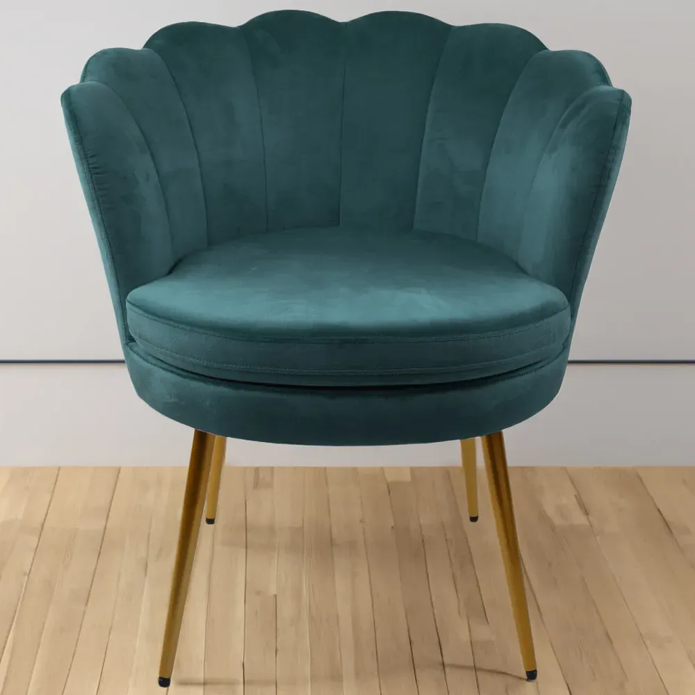 Flora Petal Back Armchair - Teal, Velvet