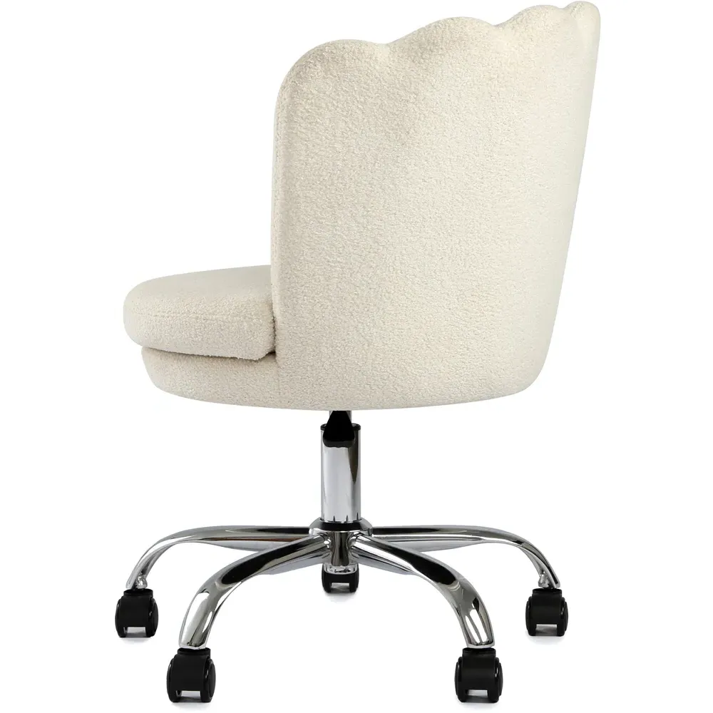 Flora Petal Back Swivel Office Chair - Cream, Boucle